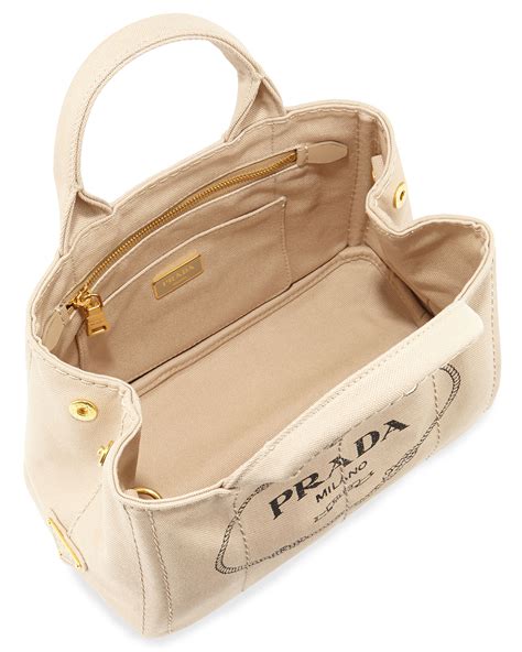 prada small canvas tote bag|prada canvas shoulder bag.